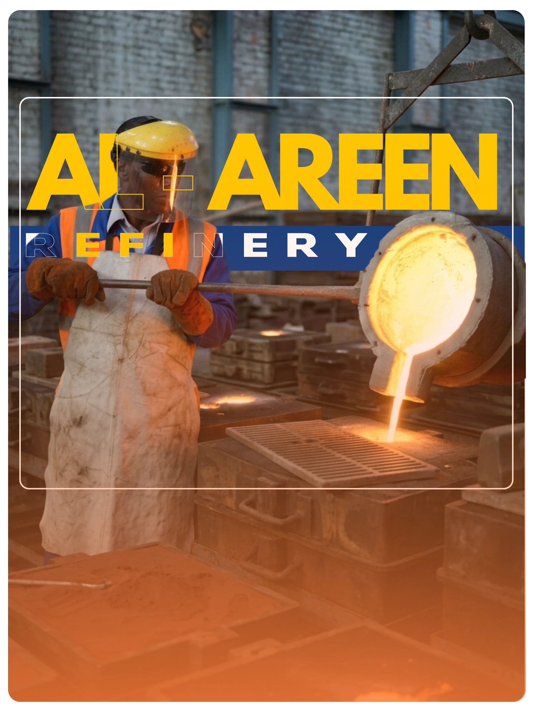 AL-AREEN refinery operator pouring molten precious metal